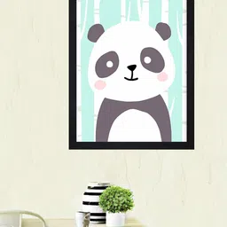 Gallery99 Turquoise-Blue & Black Panda Art Printed Framed Wall Art-image-32