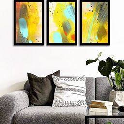 WENS Set Of 3 Multicoloured Abstract Moderate Wall Art Paintings-5