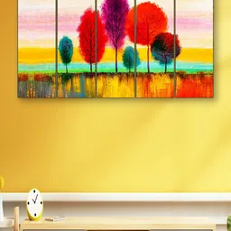 SAF  Yellow & Red 5 Pieces Panel Painting Framed Wall Art-19