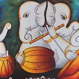 British Terminal Grey & Orange Lord Ganesha Religious Wall Photograph-image-78