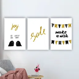 SAF White & Yellow 3 Pieces Painting Waterproof Wall Arts-8