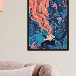 Happening Hippo Blue & Black Printed Framed Wall Art-42