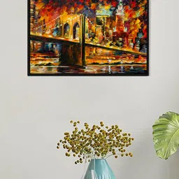 Art Street Black & Yellow Brooklyn Bridge Wall Art-image-0