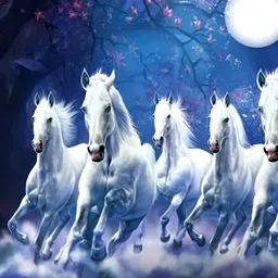 British Terminal Blue & White Running Horses Vastu Printed Wall Sticker-image-56