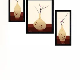 PnF Black & Cream-Coloured 3 Piece Paper Abstract Wall Painting-picture-9