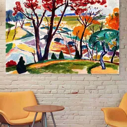 SAF Yellow & Red Nature Art Sparkle Coated Unframed Wall Art-image-21