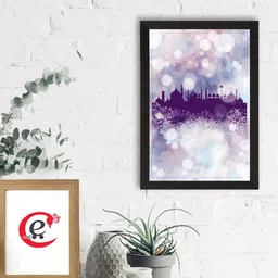 eCraftIndia Purple & White Grand Mosque Printed Satin Matt Texture UV Wall Painting-37