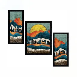 PnF Charcoal & Blue 3 Pieces Floral and Botanical Wall Arts-image-32