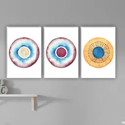 SAF White & Blue 3 Pieces Abstract Matte Finish Wall Art-31