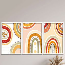 SAF Beige & Green 3 Pieces Modern Boho Printed Wall Art-5