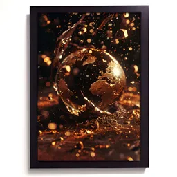 RANDOM Gold Toned & Black Abstract Painting Wall Art-image-66