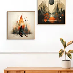 Aura Beige & Orange 2 Pieces Painting Wall Arts-image-81