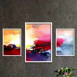 SAF Orange 3 Pieces Abstract Painting Wall Art-18