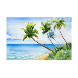 Inephos Blue & Green 1 Piece Printed Canvas Wall Art-45