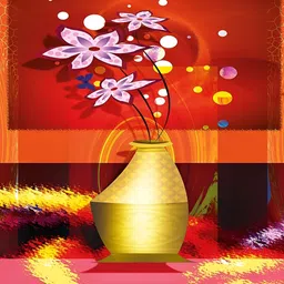 PnF Black & Red Paper Floral and Botanical Painting Wall Art-image-96