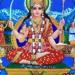 British Terminal Blue & Red Goddess Santoshi Maa Religious Wall Paintings-image-41