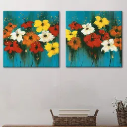 Art Street Blue & Yellow 2-Pieces Flower Printed Canvas Wall Art-20