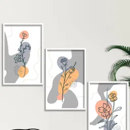 SAF Grey & White 3 Pieces Modern Boho Art Painting Framed Wall Art-image-54