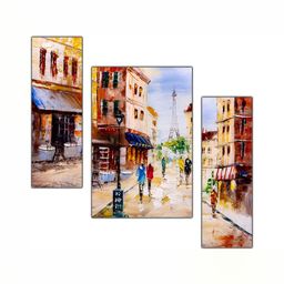 PnF Blue & Brown 3 Pieces Wooden Painting Wall Arts-16