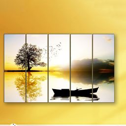 SAF White & Yellow 5 Pieces Large Panel Painting Wall Arts-image-63