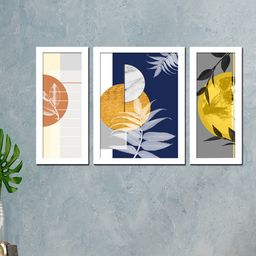 WENS Set Of 3 White Modern Printed Framed Wall Art-26
