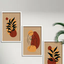 SAF 3 Pieces Brown & Beige Modern Boho Painting Wall Arts-picture-7