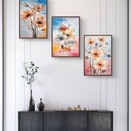 999Store Blue & Peach 3 Pieces Floral And Botanical Wall Arts-image-61