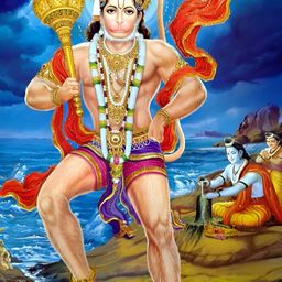 British Terminal Blue & Red Lord Hanuman Ji Printed Waterproof Wall Sticker-image-67