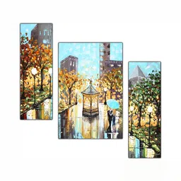 PnF Orange & Blue 3 Pieces Wooden Painting Wall Arts-image-61