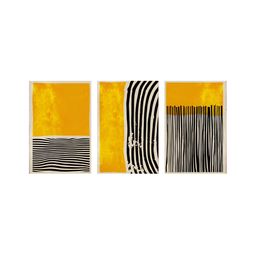 999Store Yellow & Black 3 Pieces Canvas Abstract Paintings Wall Art-picture-41