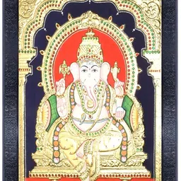 PnF Black & Red Lord Ganesha Religious Wooden Painting Wall Art-picture-2