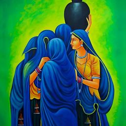 British Terminal Blue & Green Rajasthani Wall Sticker-48