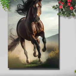 SAF Brown & Grey Running Horse Painted Wall Art-image-90