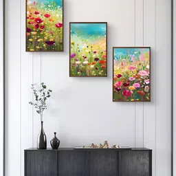 999Store Green & Red 3Pcs  Floral And Botanical Wall Paintings-image-33