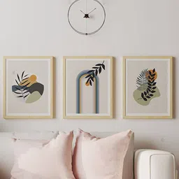 Art Street Cream & Green 3-Pieces Botanical Boho Printed Framed Wall Art-13