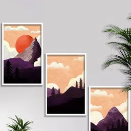 SAF Purple & Beige 3 Pieces Modern Boho Wall Art-image-29
