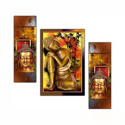 PnF Gold-Toned & Orange 3 Pieces Wooden Religious Wall Art-image-87