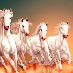 Wallpics White & Blue Horse Printed Wall Poster-image-103