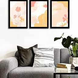 WENS Set Of 3 Orange & Yellow Abstract Watercolor Wall Art Paintings-image-26