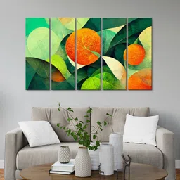 999Store Green & Orange 5 Pieces Abstract Modern Art Panels Wall Painting-10