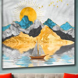 Aura Blue & Yellow Nature Art Canvas Wall Paintings-54