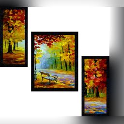 PnF Charcoal & Green 3 Piece Paper Floral and Botanical Painting Wall Art-image-74