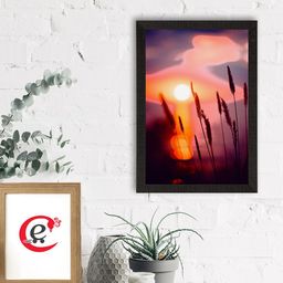 eCraftIndia Black & Yellow Sunset Lake View Art Painting-28
