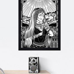 Gallery99 Black & White Indian Traditional People Art Textured Framed Wall Art-image-56