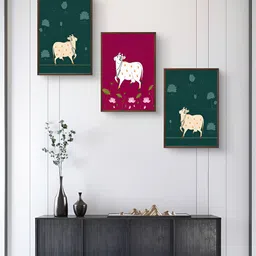 999Store Green & Pink 3 Pieces Birds And Animals Wall Arts-15