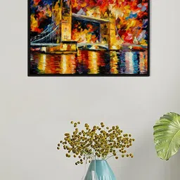 Art Street Orange-color & Black London Bridge Framed Canvas Painting Wall Art-image-91