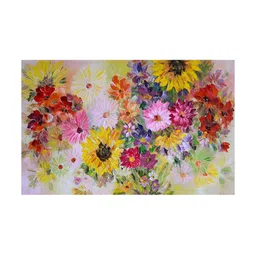 Inephos Yellow & White Floral Printed Canvas Wall Art-image-95