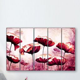 SAF Pink 5 Pieces Pretty Flower UV Textured Painting Wall Art-picture-15