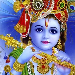 Wallpics Blue & Red Lord Krishna Religious Painting Wall Poster-image-69