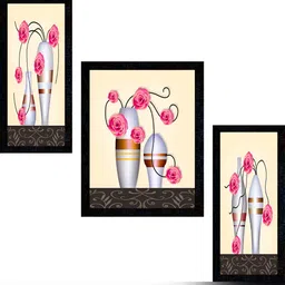 PnF Charcoal & Pink 3 Pieces Floral and Botanical Wall Art-image-30